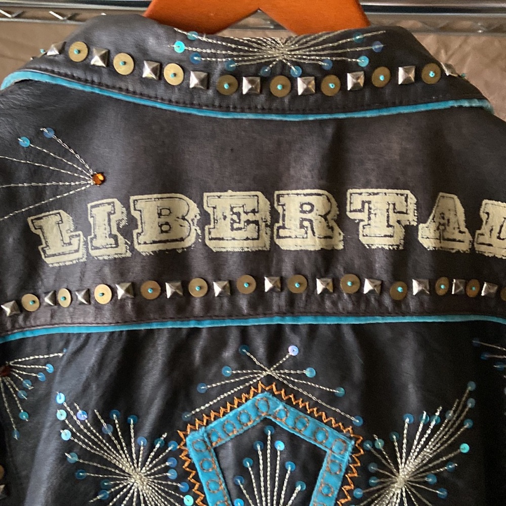 NWOT Double D Ranchwear LIBERTAD leather biker jacket Size 1x - Picture 3 of 13